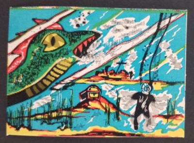 Sea Monster 1963 Diver Treasure Chest Monster Action Card (EX Back Stains)