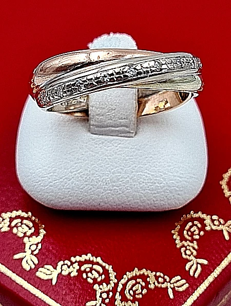 QUINN-Brillant-Ring - 585er Gelb-/ Weiß-/ Rosé-Gold , Tricolor - 9 Brillanten  - Bild 3 von 4