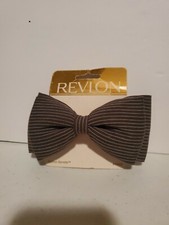 VTG Revlon Fashion Barrette Bow 44503 Black White Pinstripe 1997 Goody Products