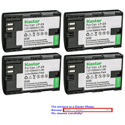 Kastar Battery Replacement for Canon LP-E6 LP-E6N LC-E6 & Canon EOS 6D Mark II