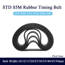 STD S5M Timing Belt Pitch 5mm Width 10 50mm Rubber Drive Belt Lenght 1675 1905mm