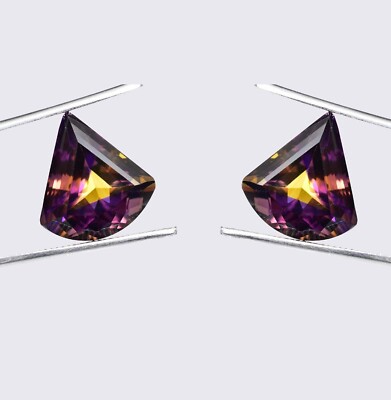 1 Pair 16 x 12 MM Natural Bi-Color Bolivia Ametrine Untreated Gemstone Certified