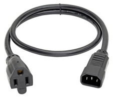 Premium IEC320 C14 Male To NEMA 5-15R Power Cord Adapter 18 AWG Rating - 3 Feet