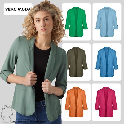 VERO MODA  Damen Legerer Blazer Eleganter Jackett Sakko Leicht mit 3/4 Arm