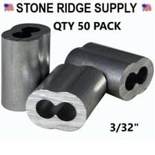 New Aluminum Swage Sleeves 50 Pack Wire Rope Cable 3/32" ASL093-50 Made in USA