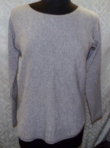 Max Studio 100% 2 ply Cashmere Light Gray Womens Sweater S Round Hem Hi Lo Grey - Picture 2 of 8