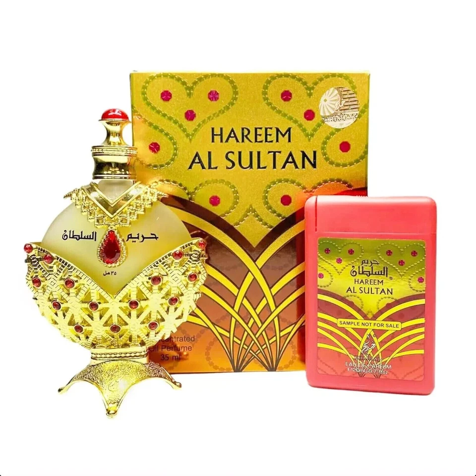JUEGO DE 3 Aceite Perfume Hareem Al Sultan Khadlaj - Dorado, Plata, Azul ORIGINAL 35 ML Foto 4 de 4