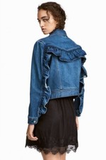 H&m Divided Flounced Denim Jacket Uk 10 Eur 36