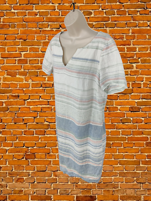WHITE STUFF WHITE DRESS SIZE UK12 LINEN COTTON WOMENS SHORT SLEEVE LINED  STRIPED | eBay