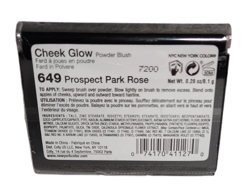 Rubor en polvo NYC Cheek Glow #649 Prospect Park Rose nuevo sellado - Imagen 2 de 2