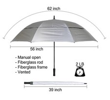 KUD Auto Open Manual stick Golf Umbrella Oversize Windproof Double Canopy