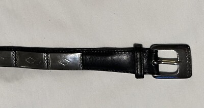 J & M Davidson Belt Black Leather Silver Buckle made in  display picture 2