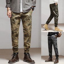 Pantaloni Camo Da Uomo Jogging Cargo Combat Cinta Elasticizzata Affusolata