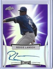 2017 Leaf Metal Draft REGGIE LAWSON Purple Prismatic Auto RC 3/20 PADRES