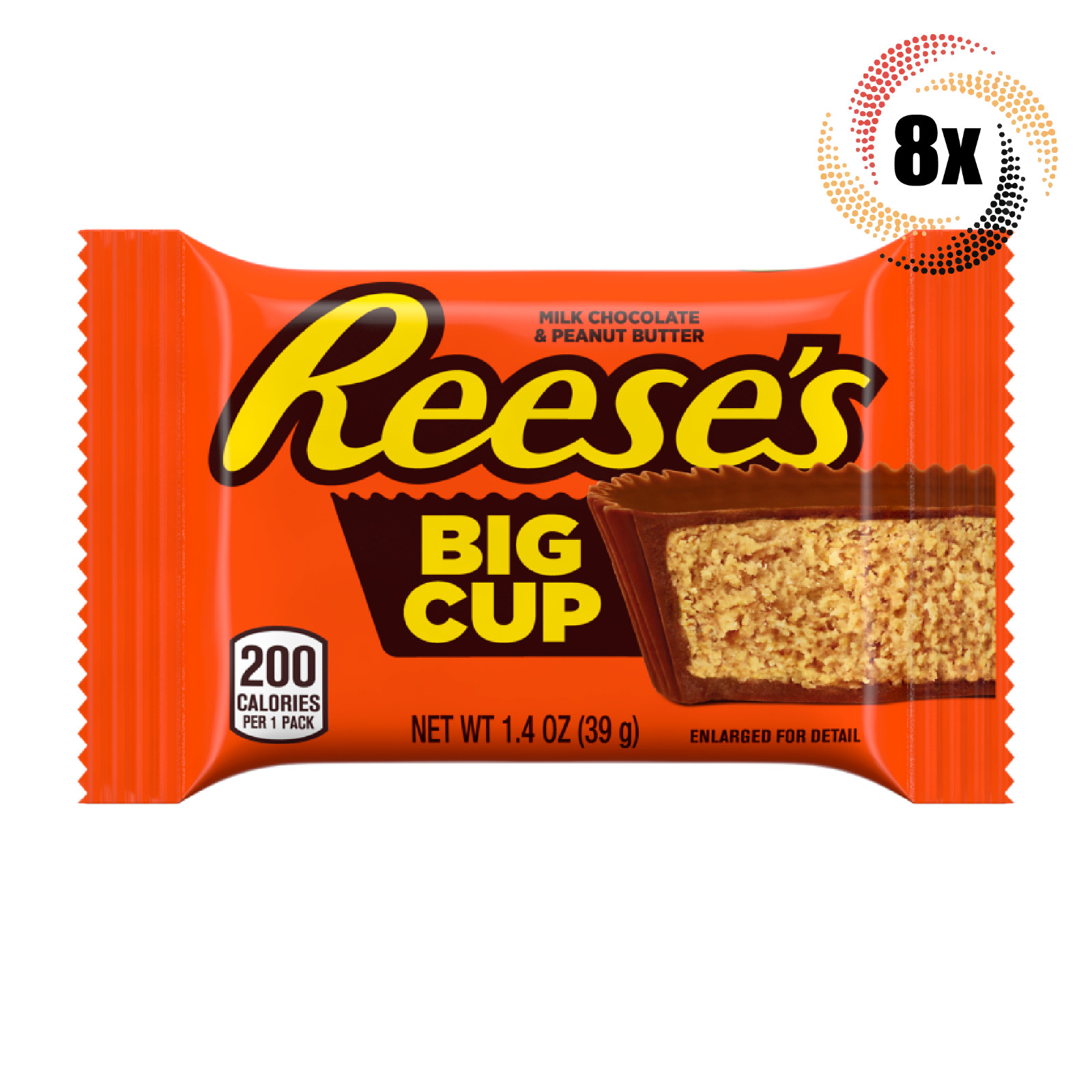 8 упаковок конфет Reeses Big Cup со вкусом молочного шоколада и арахисового масла 14 унции 4790₽