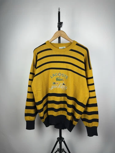 Pull LACOSTE Yachting vintage années 90 grand logo suprême sweat homme taille L