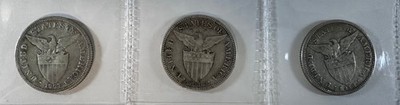 1907, 1917s, 1918s US-Philippines 50 Centavos Silver Coins (3pcs) - lot#1