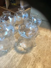 5 Vintage Glass Light Shade Lamp Replacement Bell Ruffled