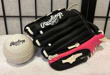 Rawlings Youth Girls Black  Pink PL91PB RHT Baseball Glove  Ball