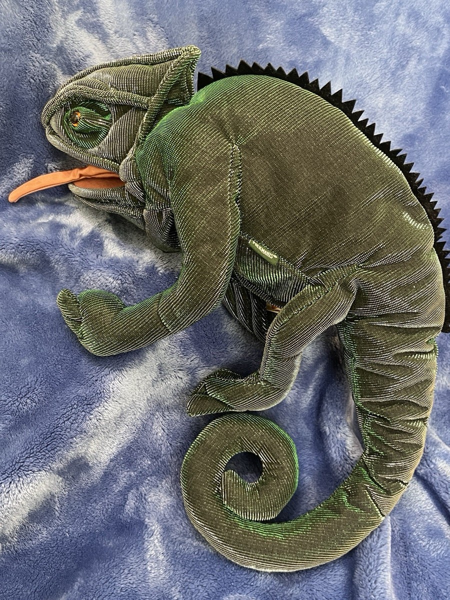 Folkmanis Green Iguana Hand Puppet Shimmer Eyes Retract Realistic
