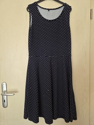 dunkelblaues weiß gepunktetes Kleid 50ger Jahre Stil Gr L