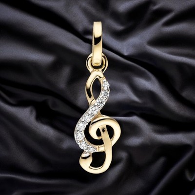 Anhänger Notenschlüssel 333 Gold Gelbgold 9 Zirkonia