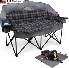 Double Camping Chair Padded Loveseat Couch, Seat, Gray