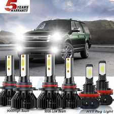 Headlight High Low+Fog Light Bulbs 9005+9006+H11 For Fordm Expedition 2004-2017