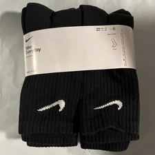 Men's Nike 6-Pack Everyday Cushioned Crew Training Socks Size L Black New