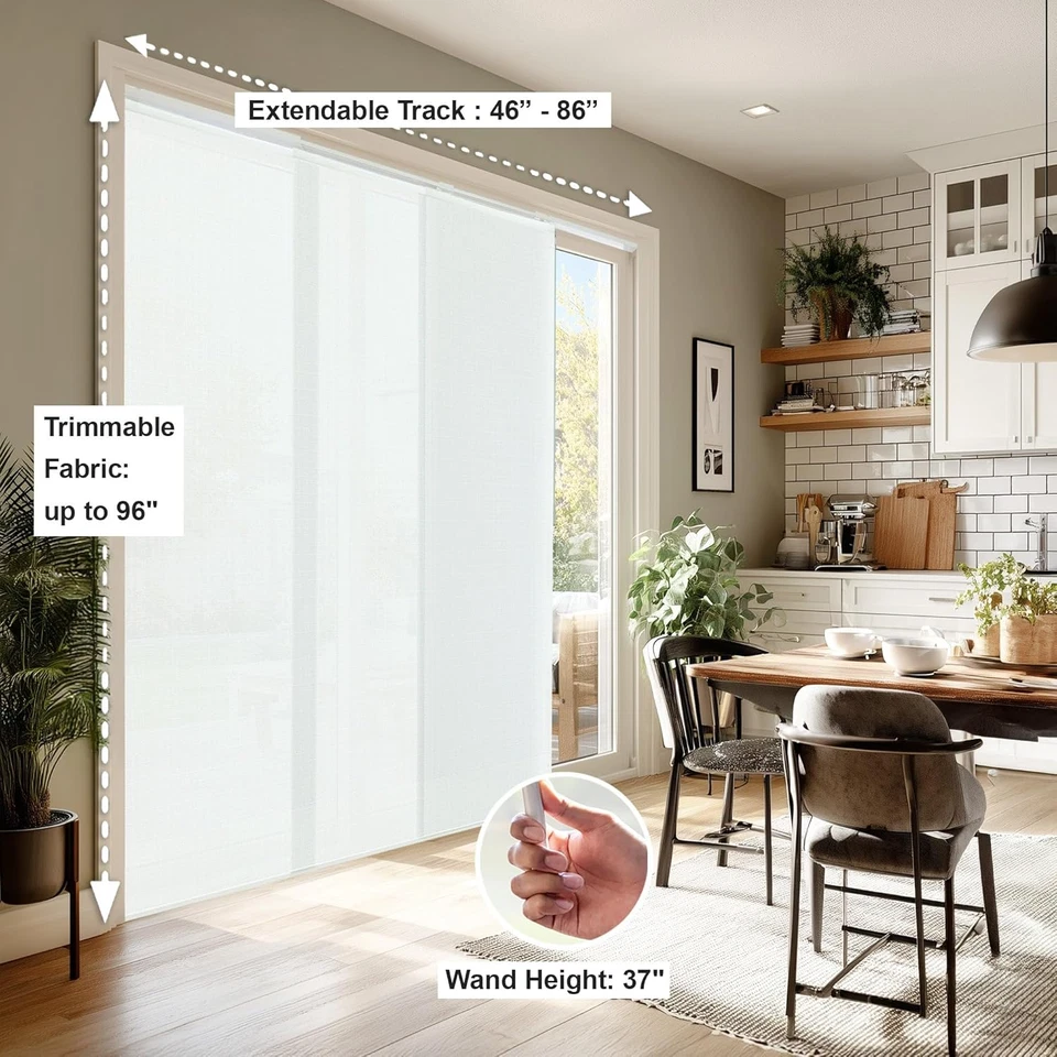 Persianas para puertas correderas, persianas verticales de vidrio correderas para puertas de patio, habitación dividida Foto 2 de 4