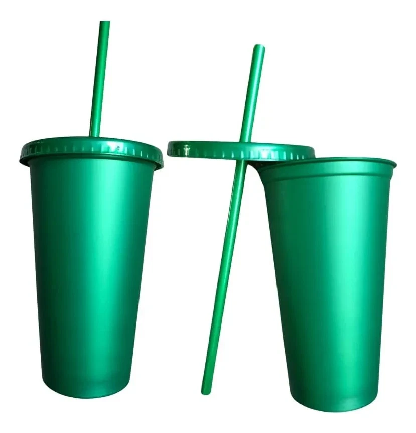 20 PACK 16 oz Party Reusable Cups With Lid And Straw Different Colors - Image 3 of 4