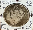RARE ERROR 1927-D PEACE SILVER DOLLAR 135 Degree Rotated Die & TONING Key Date — photo 6