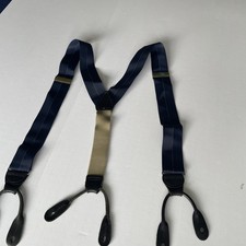 VTG Made In England Mens Navy Suspenders Braces Button