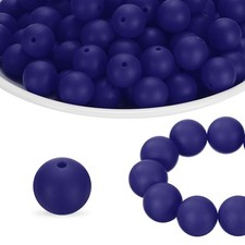 180Pcs Silicone Beads 9mm Round Rubber Focal Beads Bulk, Navy Blue
