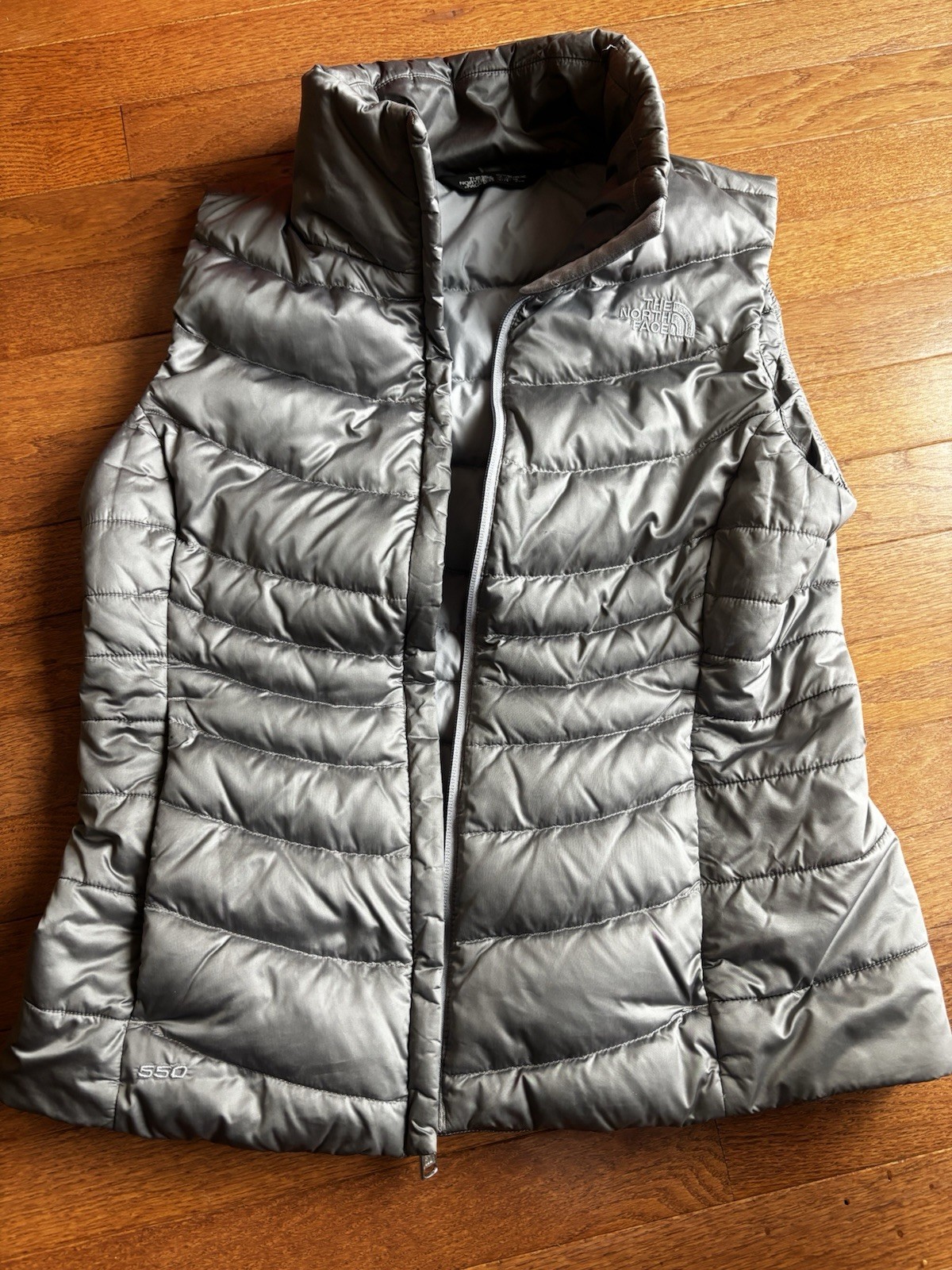 THE NORTH FACE ACONCAGUA 550 QUILTED DOWN PUFFER VEST Sz M STEEL GRAY METALLIC