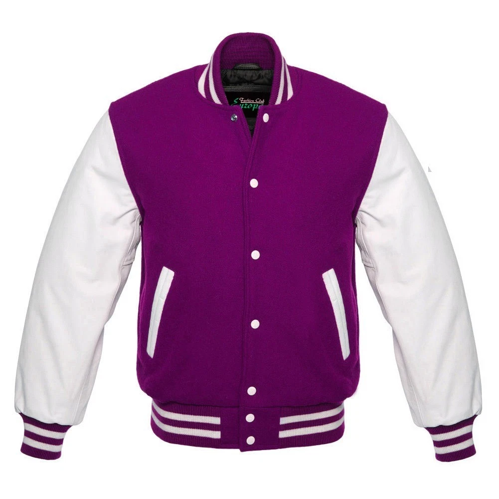 High Quality Wool Varsity Jacket Leather Sleeves Men’s College Letterman Jacket