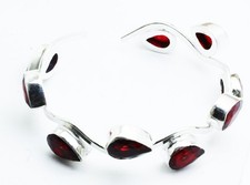 Red Garnet Gemstone Handmade 925 Sterling Silver Cuff Bracelet Adjustable