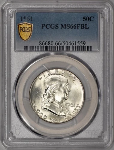1961 Franklin Half Dollar 50c PCGS MS66 FBL - Just 5 Finer!
