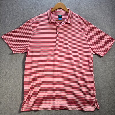 Pro Tour Cool Play Mens Polo Golf Shirt Short Sleeved Pink White Striped  Size XL