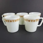 Vintage Pyrex Butterfly Gold Coffee Cups Corelle D Handle Set of 5