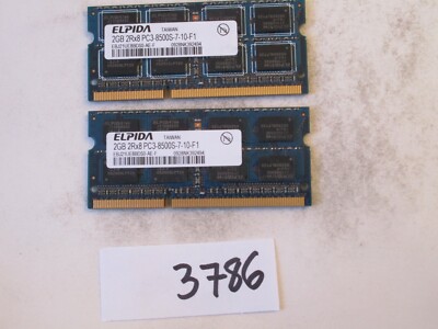 Elpida 2x2Gb=4Gb PC3-8500 1066Mhz DDR3 SO-DIMM Laptop Memory RAM (3786)
