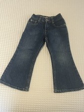 Vintage Oshkosh Toddler Girls Jean Flare Embroidered Pants Sz 2T