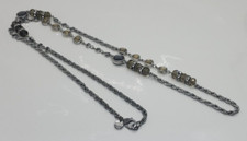 Ann Taylor Loft Necklace Silver Tone Rhinestone Beaded Design Marked Signed 34"