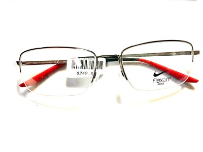 Nike Flexon Eyeglasses 4306 073 Black Red Silver  56-18-145 with Case