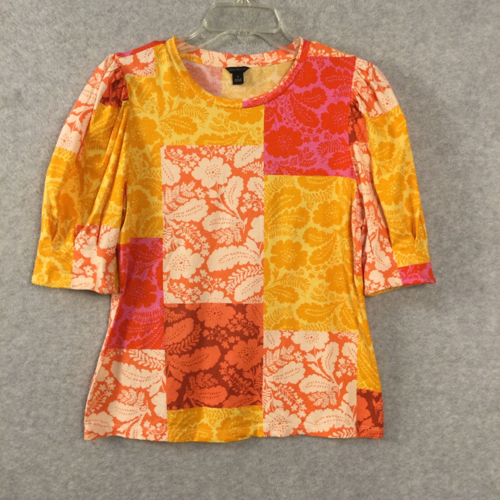 Ann Taylor Top Women's Medium Patchwork Floral Sh… - image 1