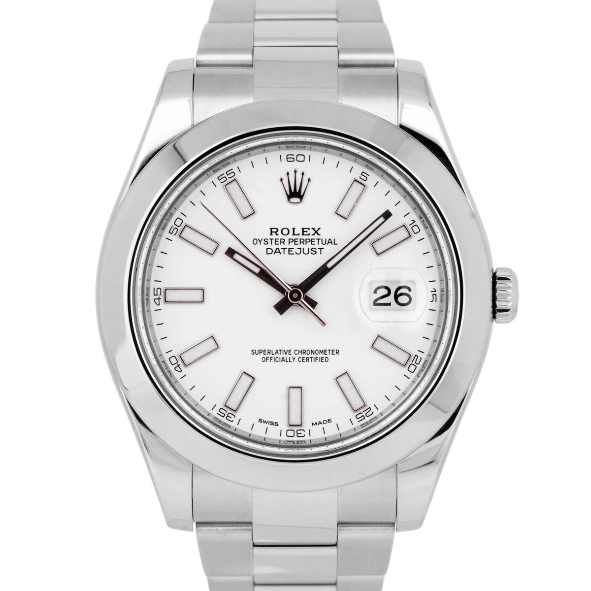MINT Rolex DateJust II 41mm White Smooth Bezel Stainless Steel