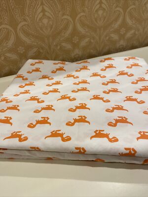 The Land Of Nod Kids Size Twin Orange White Dinosaur Flat Sheet