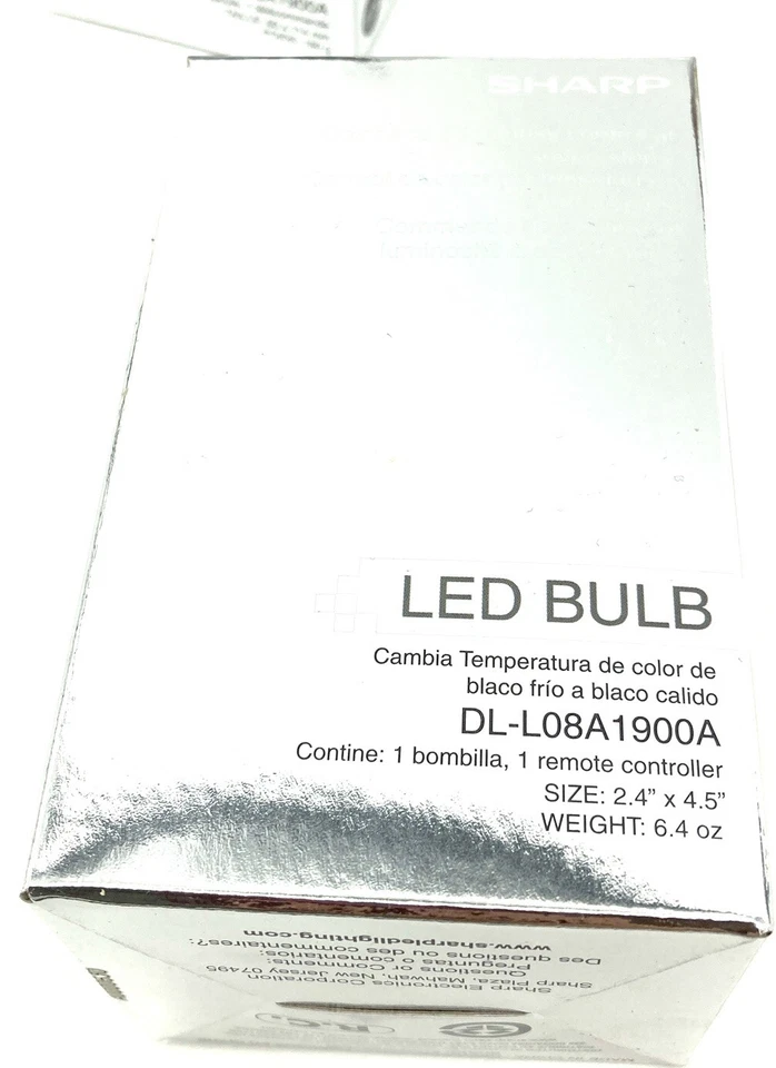 Sharp A19 Color Changing LED Light Bulb With Remote New In Box DL-L08A1900A - Image 3 of 4