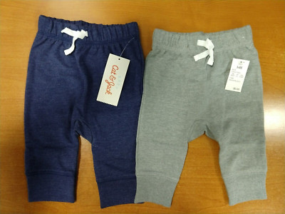 2 PACK: Cat & Jack Boys Pull On Pants 3-6 mo. Navy/Light Gray (4906) - R4P4