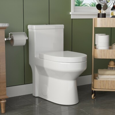 DeerValley 12'' Rough in 1-Piece 0.8/1.28 GPF Compact Dual Flush Elongated Toilet